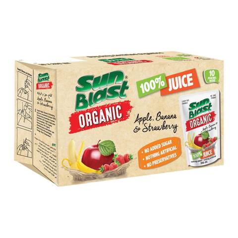 Sunblast Apple, Banana, And Strawberry Juice 200ml ×10 (Organic) - 1